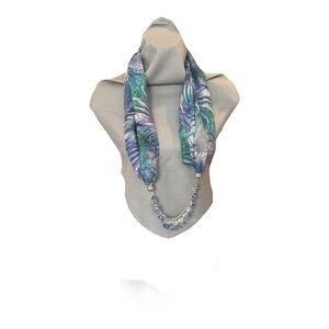 Tropical Print Beaded Infinity Scarf
